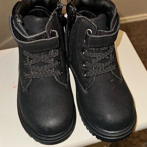 Kids Black Lace-Up Boots